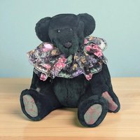 Vintage 1994 Green Teddy Bear: Floral Lace Collar, Collectible Plush