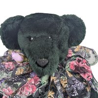 Vintage 1994 Green Teddy Bear: Floral Lace Collar, Collectible Plush