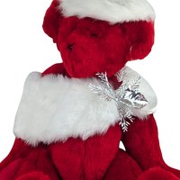 Vintage 1993 Johnson Creations Red Teddy Bear: Christmas Plush with Faux Fur Hat