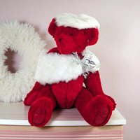 Vintage 1993 Johnson Creations Red Teddy Bear: Christmas Plush with Faux Fur Hat