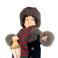 Vintage Animated Caroler Boy Figure: Light-Up Christmas Display