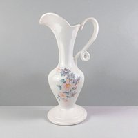 Vintage Royal Haeger Pitcher, White Ceramic Pitcher with Floral Design, Art Pottery, Mid-Century Modern, Vase, Home Decor
