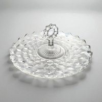 Vintage Fostoria American Serving Tray: Clear Glass Platter with Handle