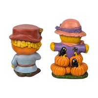 Vintage 1970s Hand-Painted Scarecrow & Jack O'Lantern Figures: Retro Halloween Decor