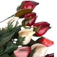 Vintage Glossy Artificial Rose Bunch - Mid Century Modern Faux Floral Decor