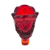 Vintage Amberina Glass Shoe: Floral Bow Art Glass Slipper