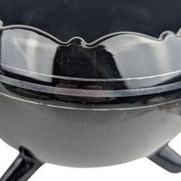 Vintage Black Glass Bowl Set: LE Smith Plate & Hand-Painted Floral Bowl