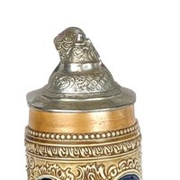 Vintage Tavern Scene Lidded Stein: Ceramarte Brazil Beer Mug