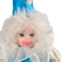 Vintage Porcelain Jester Doll: Blue & White Clown Figurine
