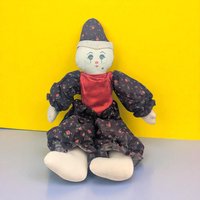 Vintage Handmade Cloth Clown Doll: 20 Inch Folk Art Jester