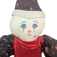 Vintage Handmade Cloth Clown Doll: 20 Inch Folk Art Jester