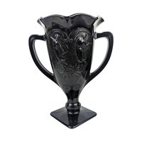 Vintage L.E. Smith Dancing Nymphs Vase: Black Amethyst Art Deco Glassware