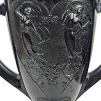 Vintage L.E. Smith Dancing Nymphs Vase: Black Amethyst Art Deco Glassware