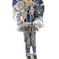 Vintage Santa's Elf Jester Figure: Whimsical Blue Christmas Decor