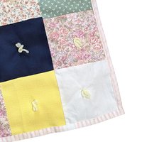 Vintage Handmade Patchwork Baby Blanket: Yellow Floral Calico Crib Quilt