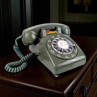 Vintage 1970s Olive Green Rotary Desk Phone: Mid Century Decor Prop