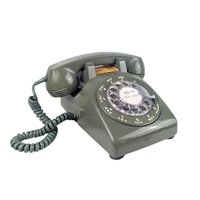 Vintage 1970s Olive Green Rotary Desk Phone: Mid Century Decor Prop