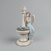 Grandeur Noel Porcelain Angel Figurine: Christmas Serenity Decor