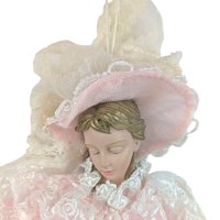Vintage Pink Lace Doll Head Ornament