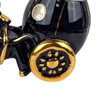 Vintage Italian Ceramic Donkey and Cart Figurine: Blue & Gold Decor