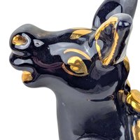 Vintage Italian Ceramic Donkey and Cart Figurine: Blue & Gold Decor