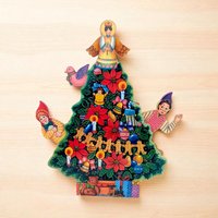 Vintage Wooden Christmas Tree Musical Box: Plays White Christmas