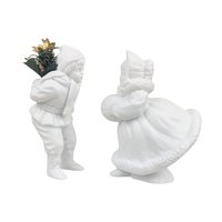 Vintage Dept 56 Skating Figurines: Bisque Porcelain Winter Decor