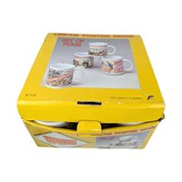 Vintage Flambro Ceramic Circus Poster Mugs - Set of 4, Retro Kitchen Decor