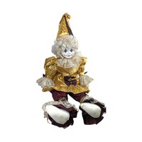 1990 Goebel Gold Dust Musical Clown Doll: Porcelain Collectible