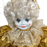 1990 Goebel Gold Dust Musical Clown Doll: Porcelain Collectible