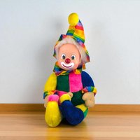 Vintage Rainbow Clown Doll: Sleepy Eyes, Whimsical Decor