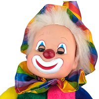 Vintage Rainbow Clown Doll: Sleepy Eyes, Whimsical Decor