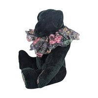 Vintage 1994 Green Teddy Bear: Floral Lace Collar, Collectible Plush