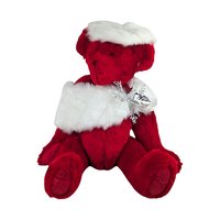 Vintage 1993 Johnson Creations Red Teddy Bear: Christmas Plush with Faux Fur Hat