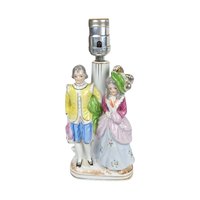 Vintage Ceramic Couple Lamp: Romantic Mid-Century Table Lamp