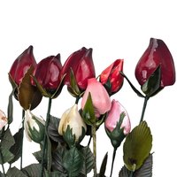 Vintage Glossy Artificial Rose Bunch - Mid Century Modern Faux Floral Decor