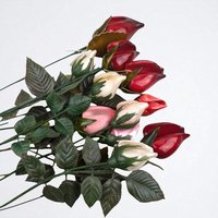 Vintage Glossy Artificial Rose Bunch - Mid Century Modern Faux Floral Decor