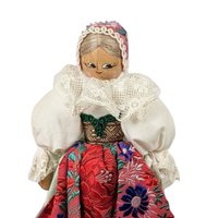 Vintage Wooden Folk Art Doll: Collectible Eastern European Figurine