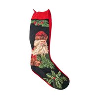 Vintage Old World Santa Needlepoint Stocking: 20" Handmade Holiday Decor