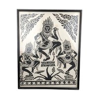 Vintage Framed Apsara dancers on Rice Paper Art: Asian Spiritual Decor