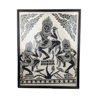 Vintage Framed Apsara dancers on Rice Paper Art: Asian Spiritual Decor