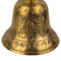 Vintage Brass Bell Candle Holders: Etched Floral Design, 4" Tall