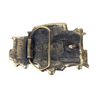 Vintage 1976 Chicago Caboose Belt Buckle: Brass & Enamel Train Memorabilia
