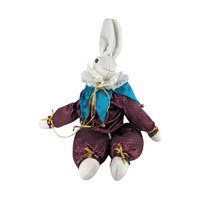 Vintage Harlequin Bunny Plush: Limited Edition Jester Rabbit Shelf Sitter