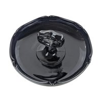 Vintage Black Glass Trinket Dish with Handle: Art Deco Vanity Tray