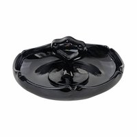 Vintage Black Glass Trinket Dish with Handle: Art Deco Vanity Tray