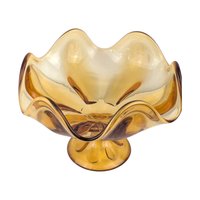 Vintage Viking Amber Glass Compote Dish: Mid-Century Modern Bowl