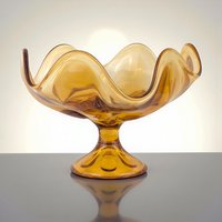 Vintage Viking Amber Glass Compote Dish: Mid-Century Modern Bowl