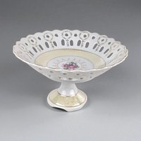 Vintage Arnart Pedestal Bowl M4036: Reticulated Compote Dish with Fragonard Scene