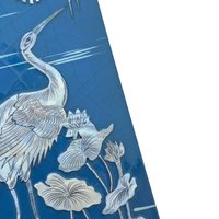 Large Vintage Mother of Pearl Inlay Wall Art, Asian Lacquer Panel with Cranes and Tree, Wall Hanging, Oriental Home Decor